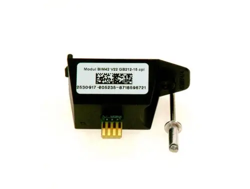 Schwarzes Modul von Bosch mit Anschlussstecker und QR-Code auf der Oberseite. Es ist unter Verwendung von einem Schraubzubehör montierbar.